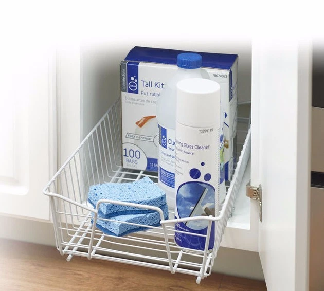 Kitchen Cabinet Chemical Organizer Pull-Out Rolling Wire-Bin Rack Basket Holder