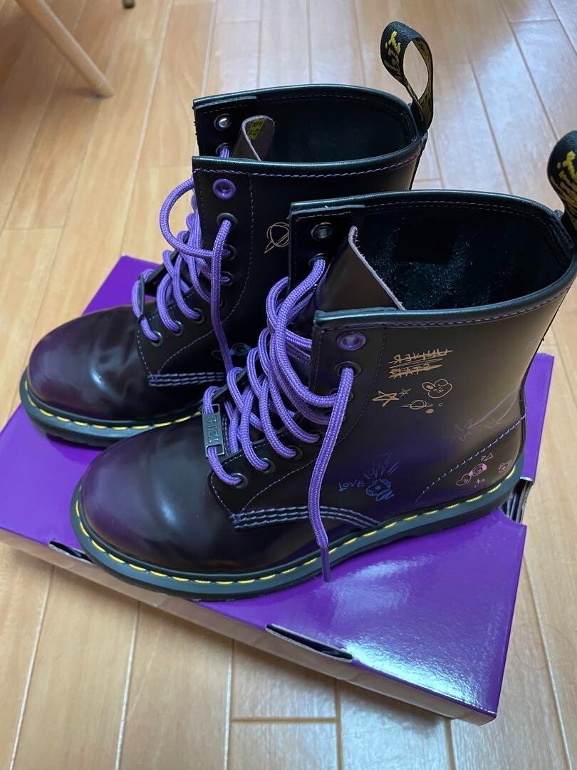 BTS BT21 Dr. Martens 1460 8 Hole Boots Limited Edition Black