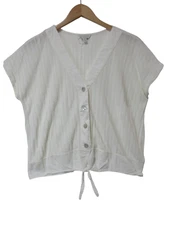 NWOT Sz S/P Petite Lucky Brand Top Blouse Off White OVERSIZED Cottagecore Beachy