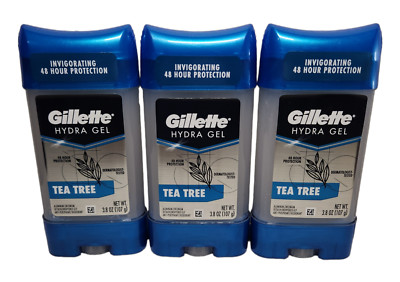 3x Gillette Men's Hydra Gel TEA TREE Deodorant Antiperspirant  3.8 oz HTF