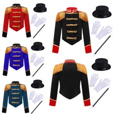 Kids Girls Jacket With Hat Costume Set Stand Collar Dress Up Wear Theme Party