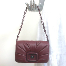 Roger Vivier Viv' Choc Shoulder Bag Burgundy Padded Leather