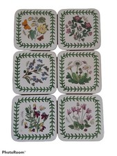 6 Portmeirion Botanic Garden Coasters Cork Back Wild Flowers Square 3-7/8"