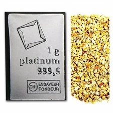 1 GRAM VALCAMBI .9995 FINE PLATINUM BAR + 10 PIECE ALASKAN PURE GOLD NUGGETS