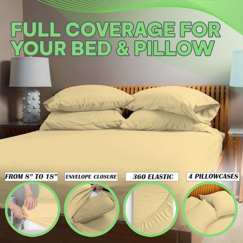 6 Piece Premium Bamboo Sheet Set, Deep Pockets, 50 Colors, 2200 Count, Soft - Picture 165 of 263
