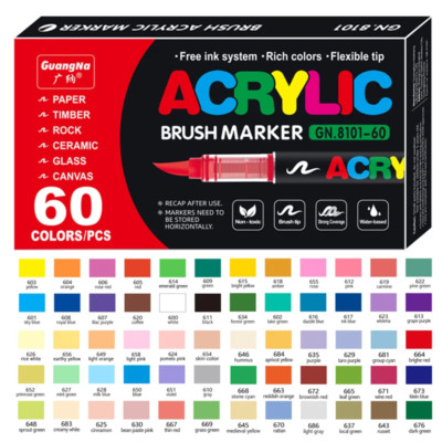 12-72 Farben Acryl Pinsel Marker - für Stoff, Stein, Glas, Holz & DIY Kunst