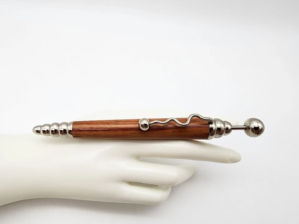 VINTAGE JEAN PIERRE LEPINE FRANCE 6" ZIG ZAG BALL PT PEN BROWN WOODGRAIN EX.COND - image 3 of 4