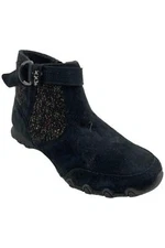 Skechers Bikers Lite Suede & Sweater Knit Ankle Boot High Grade Black