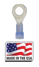  100 16-14 NYLON RING TERMINAL 8 ELECTRICAL CONNECTOR BLUE MADE IN USA