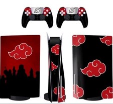 PS5 Skin For Console And Controllers Anime Red Cloud Sticker Decal Set New