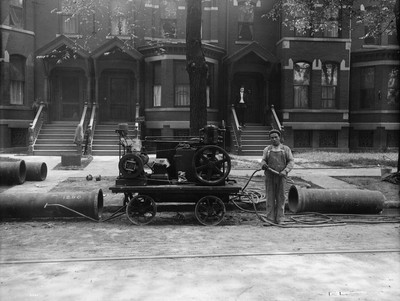 Worker, possibly doing pipeline construction Vintage Old Photo 8.5 x 11 Reprints