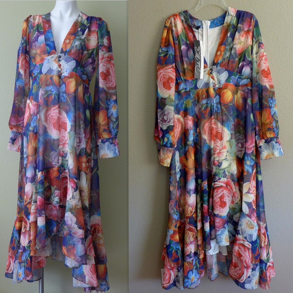 dalia macphee maxi dress Dalia Macphee | Dresses | Stunning Green Pink Dalia Macphee Designer Floral Maxi Dress Nwt
