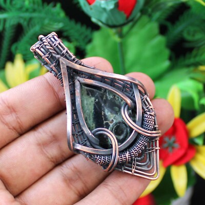 Kambaba Jasper Pendant Copper Wire Wrapped Pendant Handmade Jewelry Gift For Her
