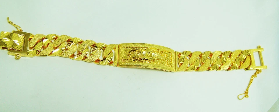 Pulsera GP de oro amarillo baht tailandés 22K 23K 24K para hombre 8 pulgadas 54 gramos 15 mm Foto 3 de 3