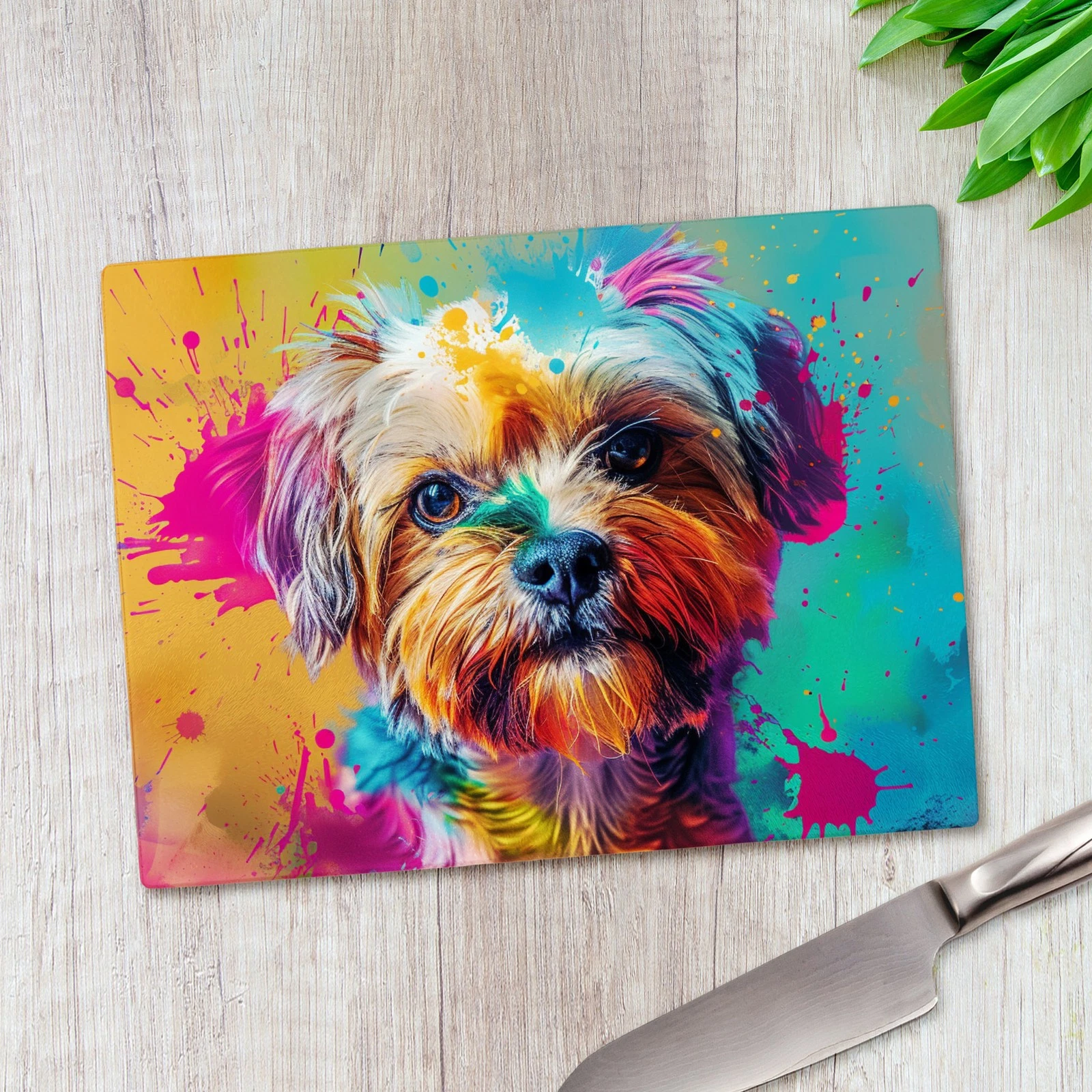 Dog Colour Splash Artwork Glass Chopping Board Large Kitchen Worktop Saver
Opens in a new window or 