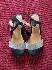 Nine West Girls Size 2 Black with rhinestones Slip-On Dress Shoes Strap