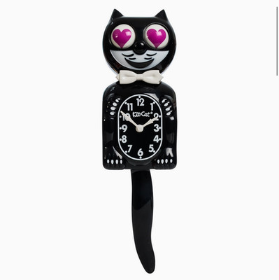 Vintage Classic Kit-Cat Klock Black Magenta Heart Eyes LIMITED ED - Wall Clock