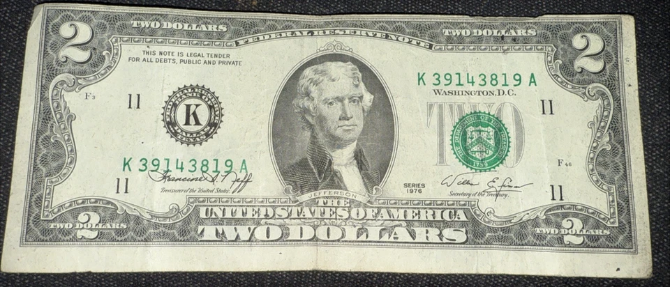 1976 Bicentennial 2.00 Two Dollar Bill Error Misaligned Print  SEE PICS md - Image 2 of 4
