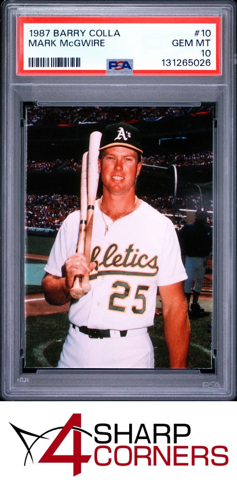 1987 BARRY COLLA #10 MARK McGWIRE ATHLETICS POP 5 PSA 10
