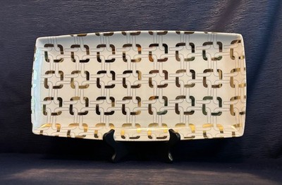 Arlington Designs Serving Platter - Gold & White Chain Links - 15.75 Inch