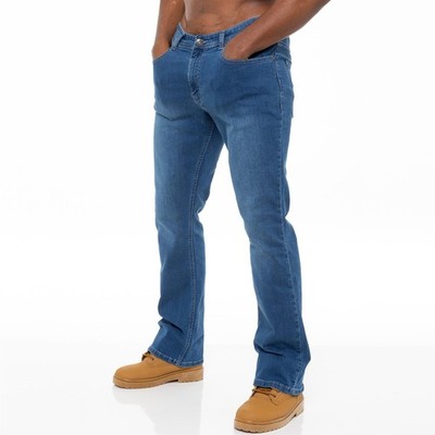 Enzo Herren Bootcut Jeans Stretch Denim weites Bein ausgestellt Glockenboden Hose UK Größen