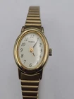 Vtg Timex Cavatina Women’s Oval Watch Gold Tone Stretch Band New Battery Working