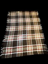 Vintage Faribo Wool Plaid Throw Blanket Fringed