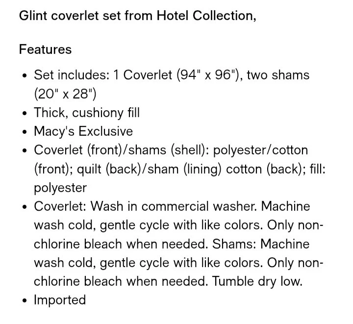 Hotel Collection "Glint" Queen Coverlet Set With Shams, Gold, New In Package! - Image 4 of 4