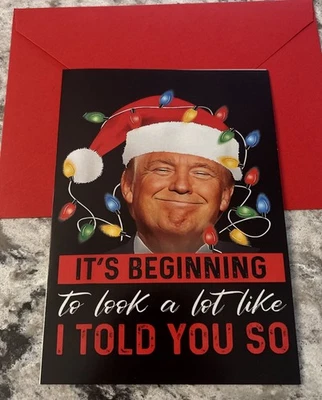 Trump Christmas Funny Santa Hat 4.6x6.6” Blank Inside Greeting Card