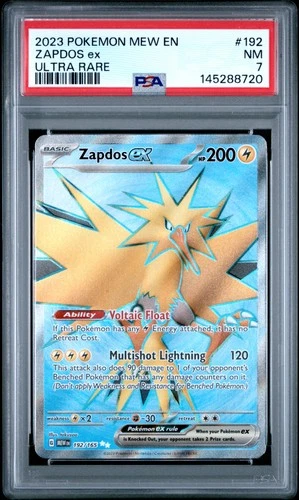 2023 POKEMON MEW EN-151 ULTRA RARE #192 ZAPDOS EX PSA 7