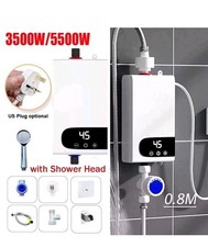 3500/5500W Tankless Instant Water Heater Shower Head Kitchen Under Sink Bathroom