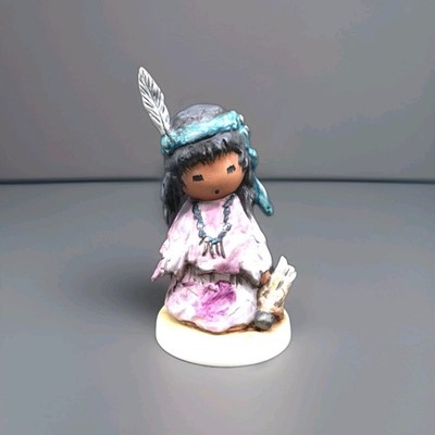 Goebel DeGrazia Figurine Love Me Native American Child w/Doll 1998 Signed