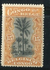 BELGIAN CONGO; 1910 early Pictorial issue fine Mint hinged 15c. value 