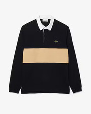 LACOSTE Mens Black & Beige Relaxed Fit Cotton Ruby Polo Shirt 2XL BNWT C1509