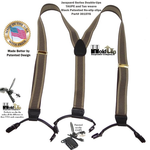 Hold-Up Suspender Company Jacquard Series Taupe suspenders for Men in the Dou... - Picture 6 of 8