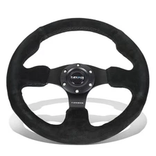 NRG Reinforced Steering Wheel 32cm Aluminum Type-R Black Suede w/Horn Button