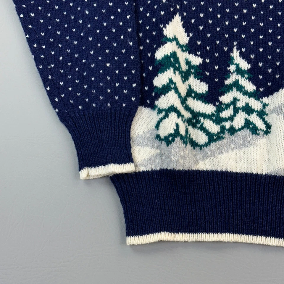 Suéter feminino vintage Orvis grande lã Shetland trenó de Papai Noel malha de férias - Imagem 2 de 4