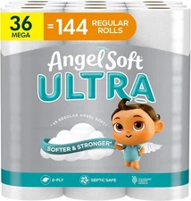 Angel Soft Ultra Toilet Paper, 36 Mega Rolls 36 (Pack of 1), White 