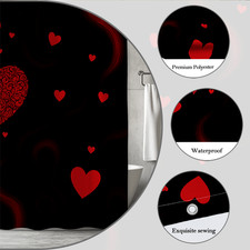 Red Heart Pattern Shower Curtain - Romantic Home Decor