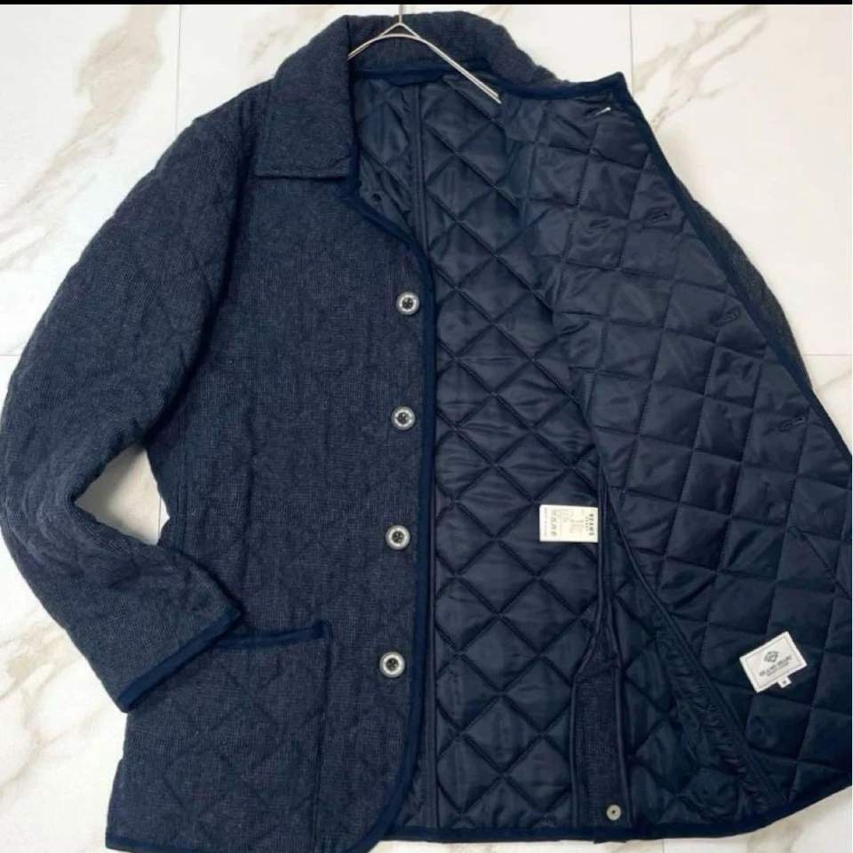 Good condition Beams Heart Quilted Jacket Wool Navy (Lavenham) - Image 2 of 4