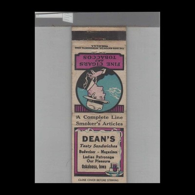 Matchbook Cover Dean's Restaurant Oskaloosa, IA