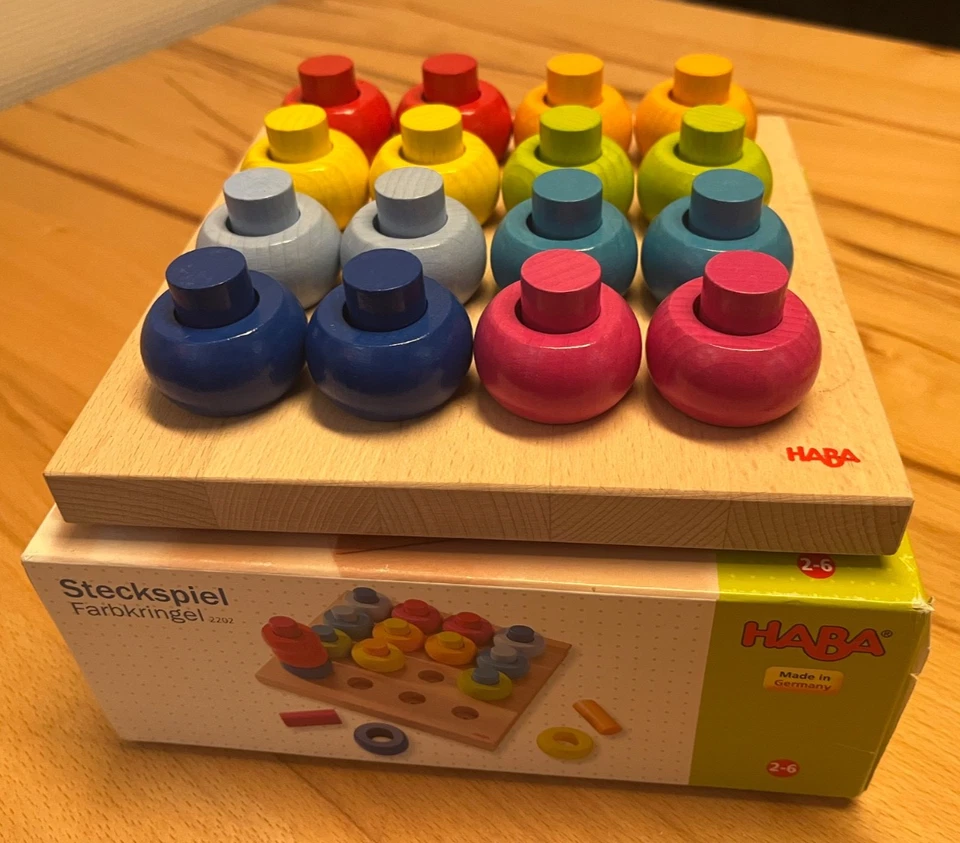 HABA Steckspiel aus Holz Farbkringel 2202 2-6 Jahre 33-tlg wie neu - Bild 2 von 2