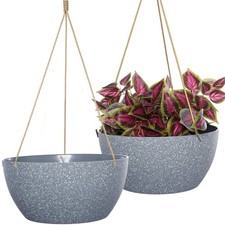 Large 13 Inch Hanging Planters for Indoor Outdoor Plants - 2 Pack Pots