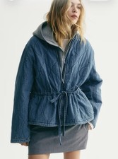 NWT H&M Oversized Quilted Drawstring Denim Ja...