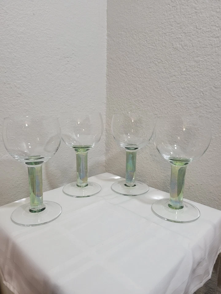 Copa corvejón vino agua cristal Orrefors hueco verde tallo vasos RARO 1970 MCM Foto 2 de 4