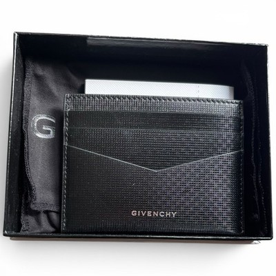 GIVENCHY Calf Leather Card Holder Wallet In Black Genuine New