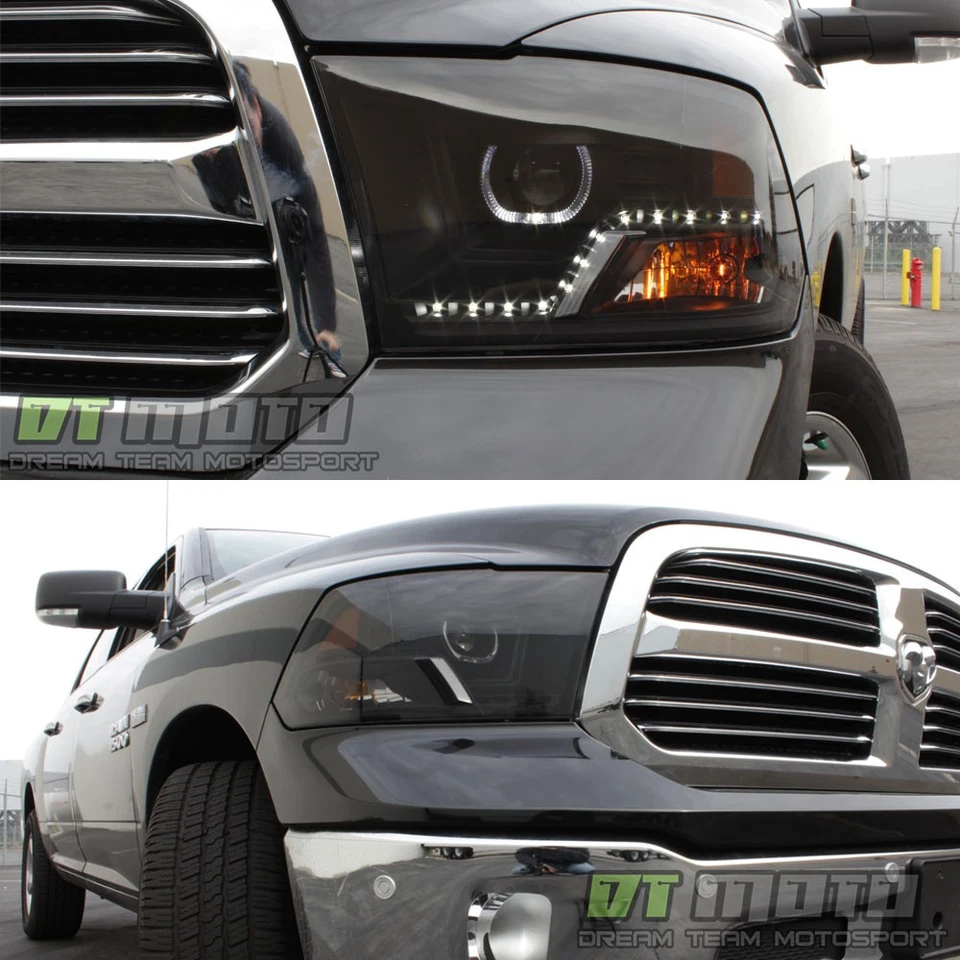Faros proyectores halo LED SMD Black Smoke 2009-2018 Dodge Ram 1500 2500 3500 Foto 2 de 4