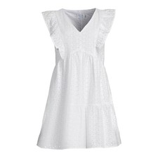 Time and Tru Flutter Sleeve White Eyelet Lace Dress Women Size XL 16-18