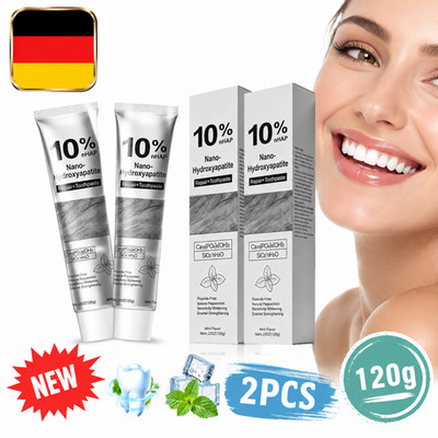 Zahnpasta 2er Pack Fluoridfrei 10% 120g Nano-Hydroxyapatit Mundpflege DE DHL