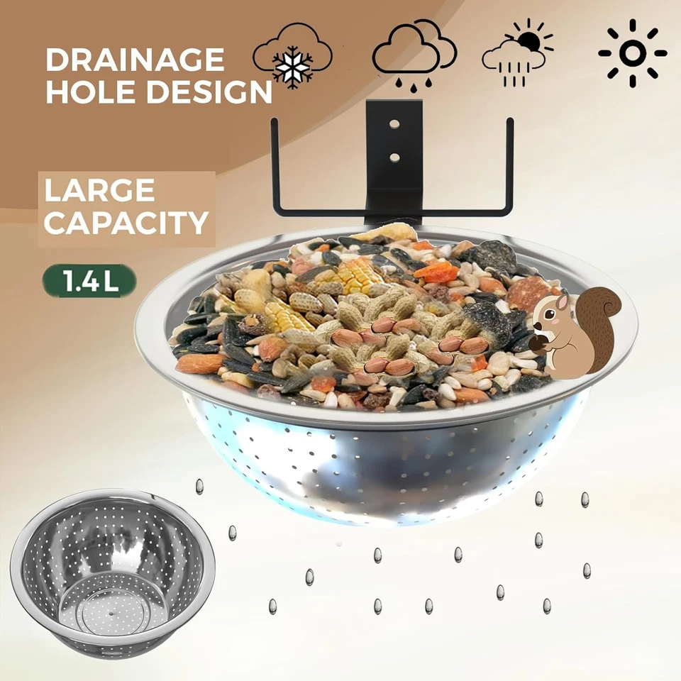 Squirrel Feeders for Outside-Squirrel Feeder with Drainage Holes, Removable Bow - Imagem 3 de 4